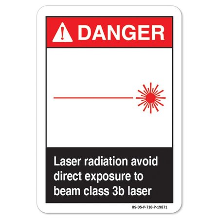 SIGNMISSION ANSI, Laser Radiation Avoid Direct Exposure To Beam Class 3b Laser, 24in X 18in Decal, D-1824-L OS-DS-D-1824-L-19871